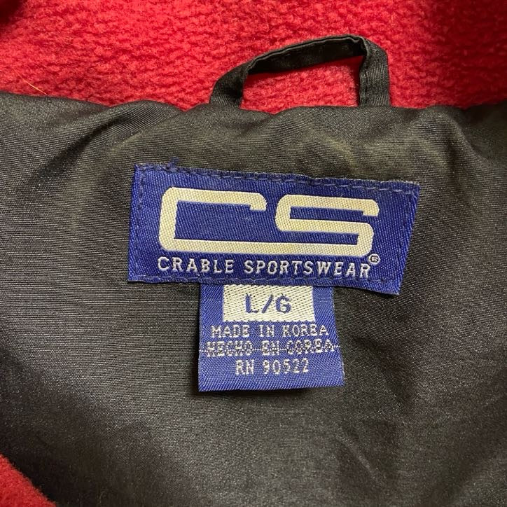 ~90s CRABLE SPORTSWEAR フリースジャケット ARKANSAS 黒 赤 Lサイズ