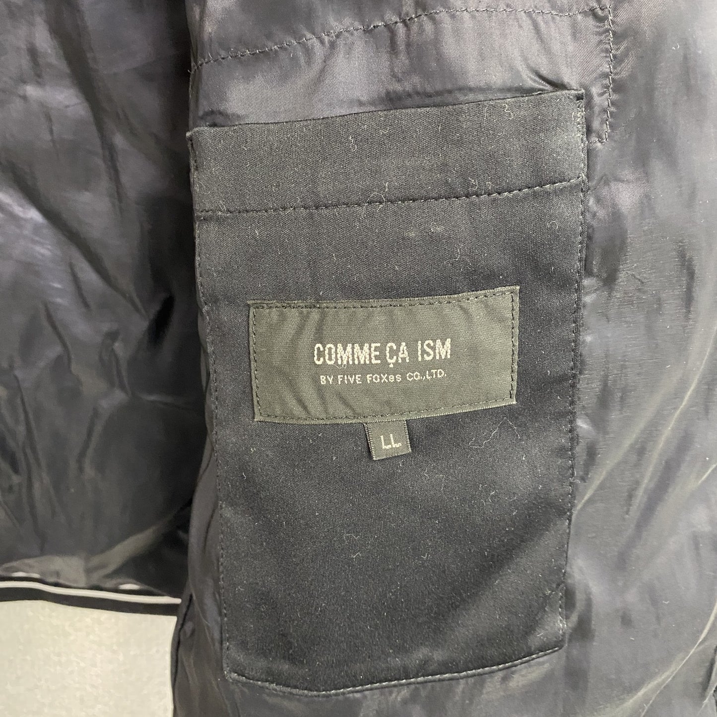 COMME CA ISM コムサイズム 接結ジャージーMA-1ダウンブルゾン ダブルジップ 黒 ブラック XLサイズ