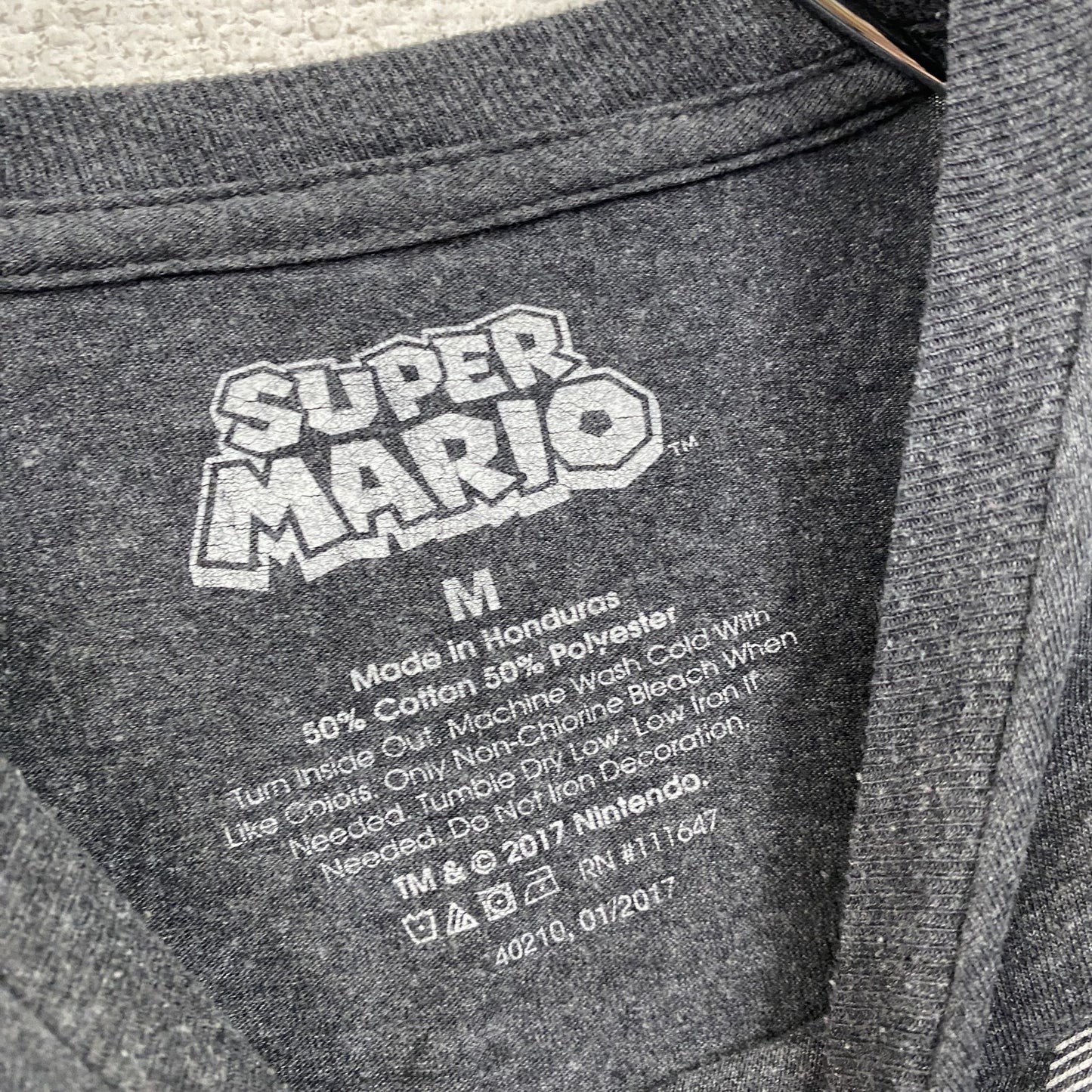 SUPER MARIO スーパーマリオ 半袖プリントTシャツ 灰色 グレー Mサイズ
