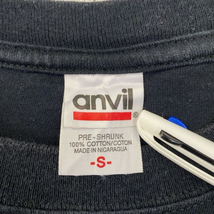 00s anvil アンヴィル 半袖プリントTシャツ 漢字プリント ワンポイント 英字プリント ヴィンテージ 黒 ブラック Sサイズ