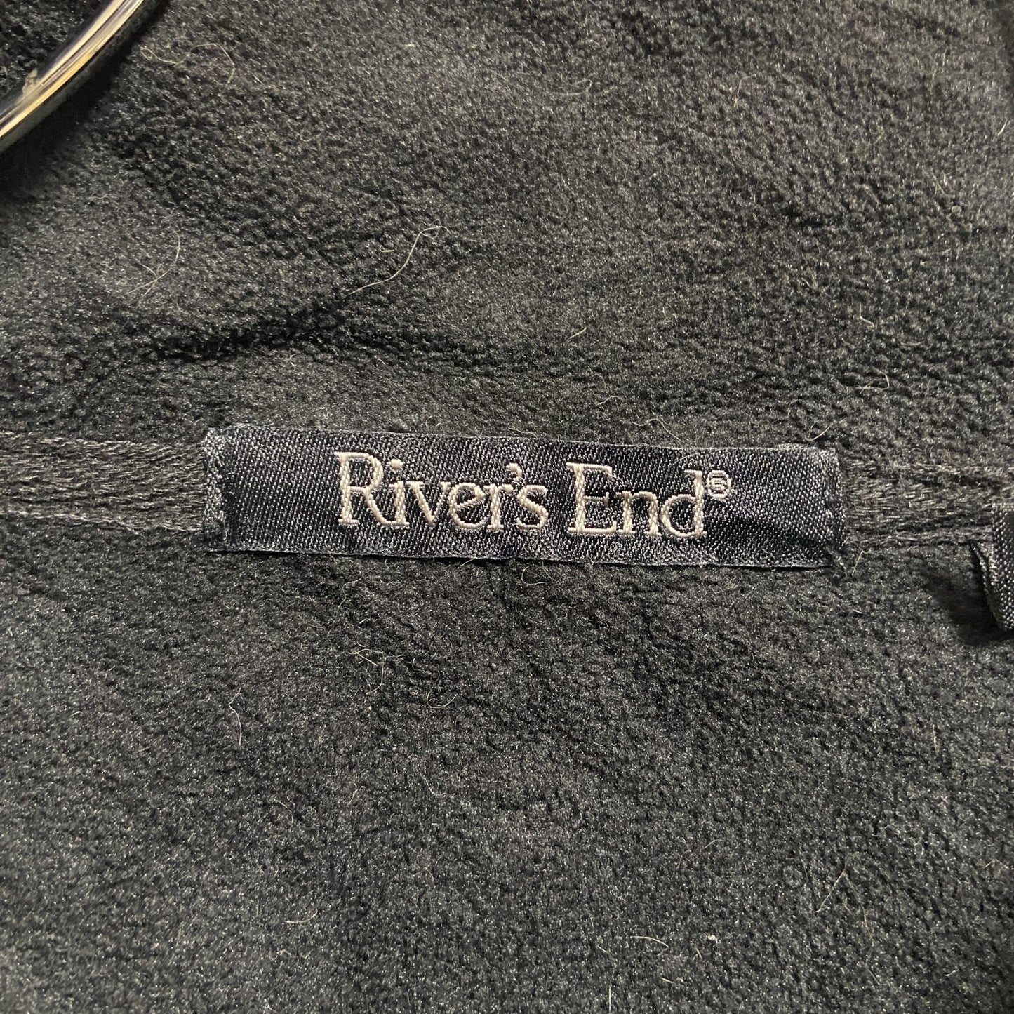 古着 used River'sEnd 長袖フリースジャケット ブルゾン ワンポイント刺繍 黒 ブラック 秋冬服 Lサイズ