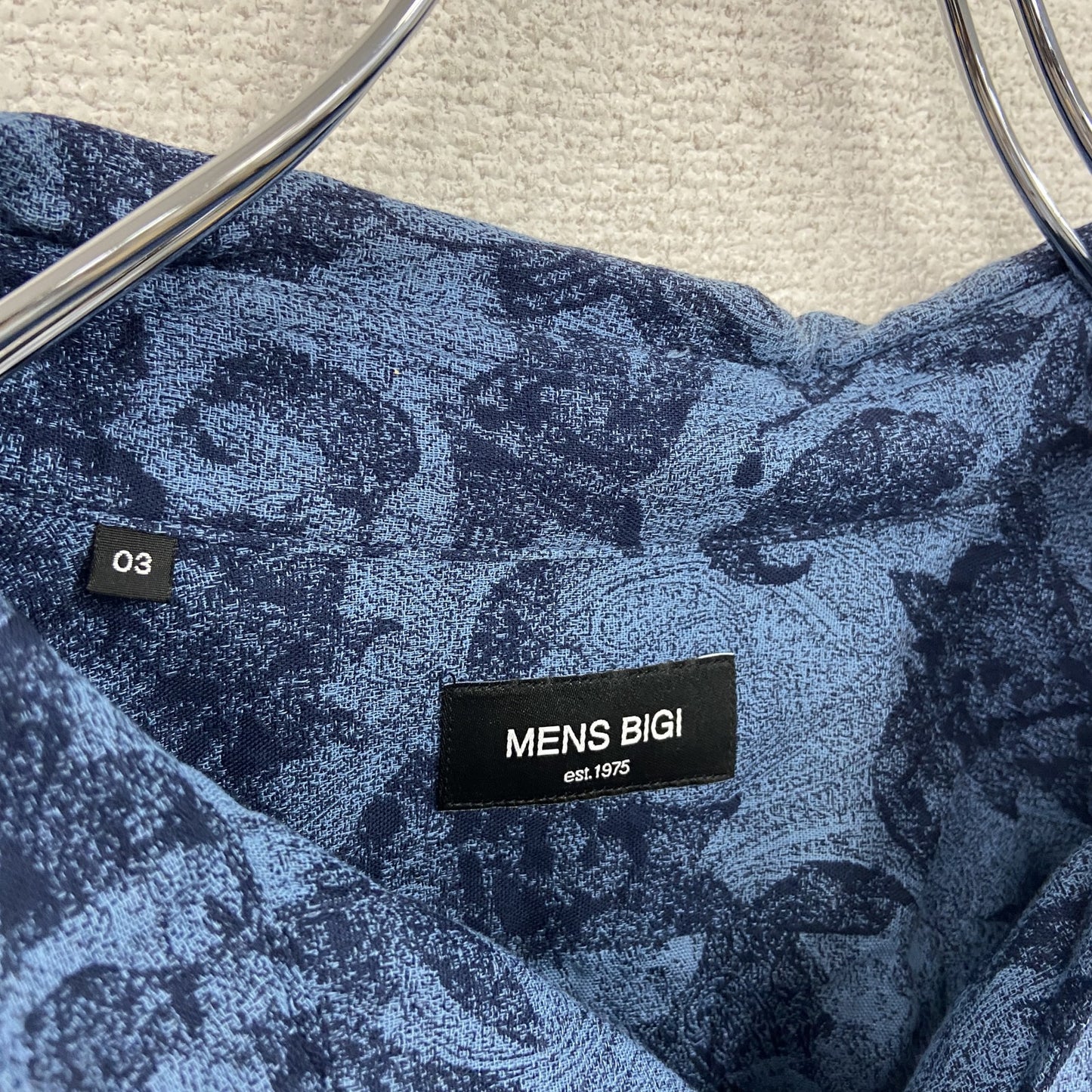 MEN'S BIGI メンズビギ 長袖シャツ 花柄シャツ 青 ブルー 03サイズ