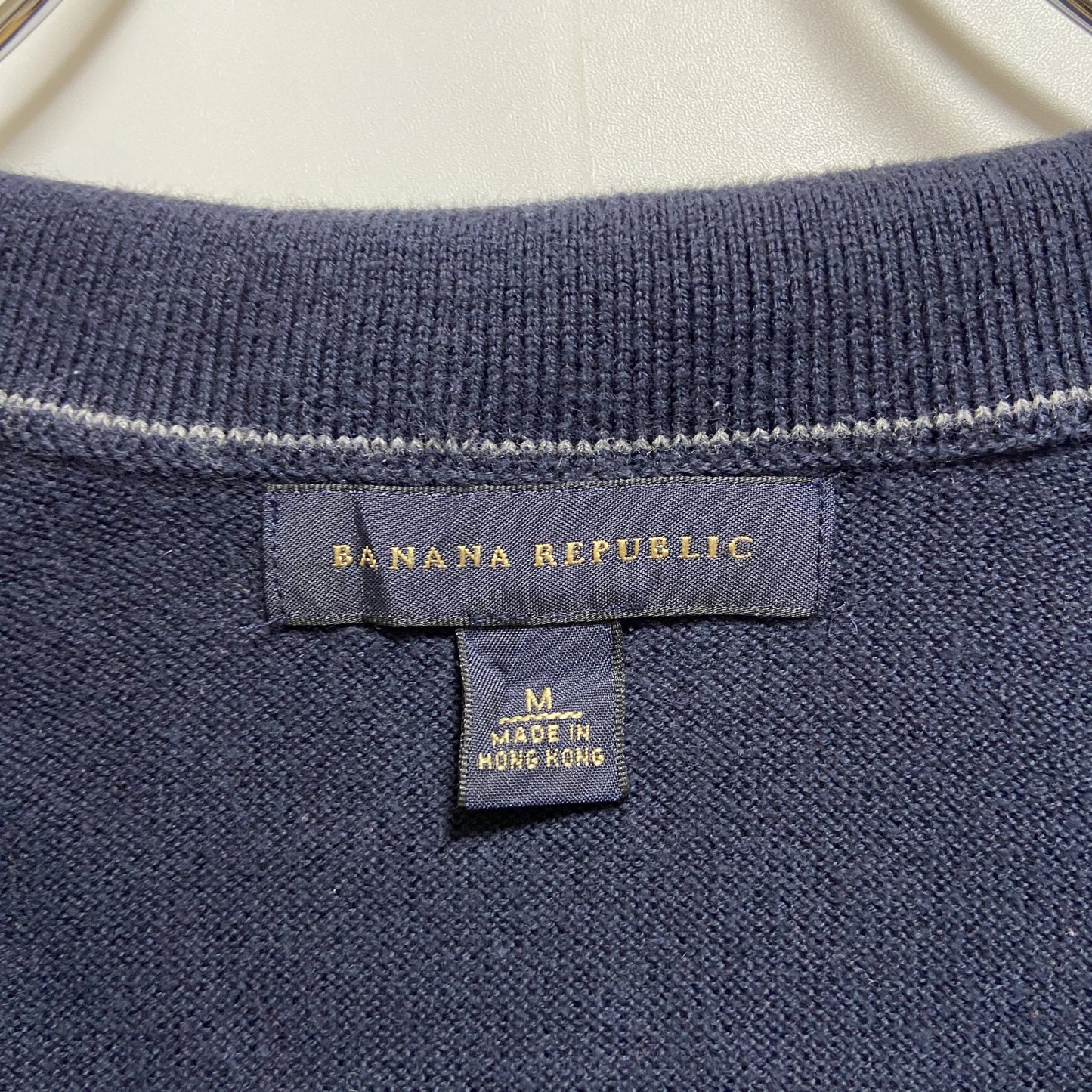 古着 used BANANAREPUBLIC バナナリパブリック 長袖無地スキッパーニット セーター ネイビー 秋冬服 Mサイズ