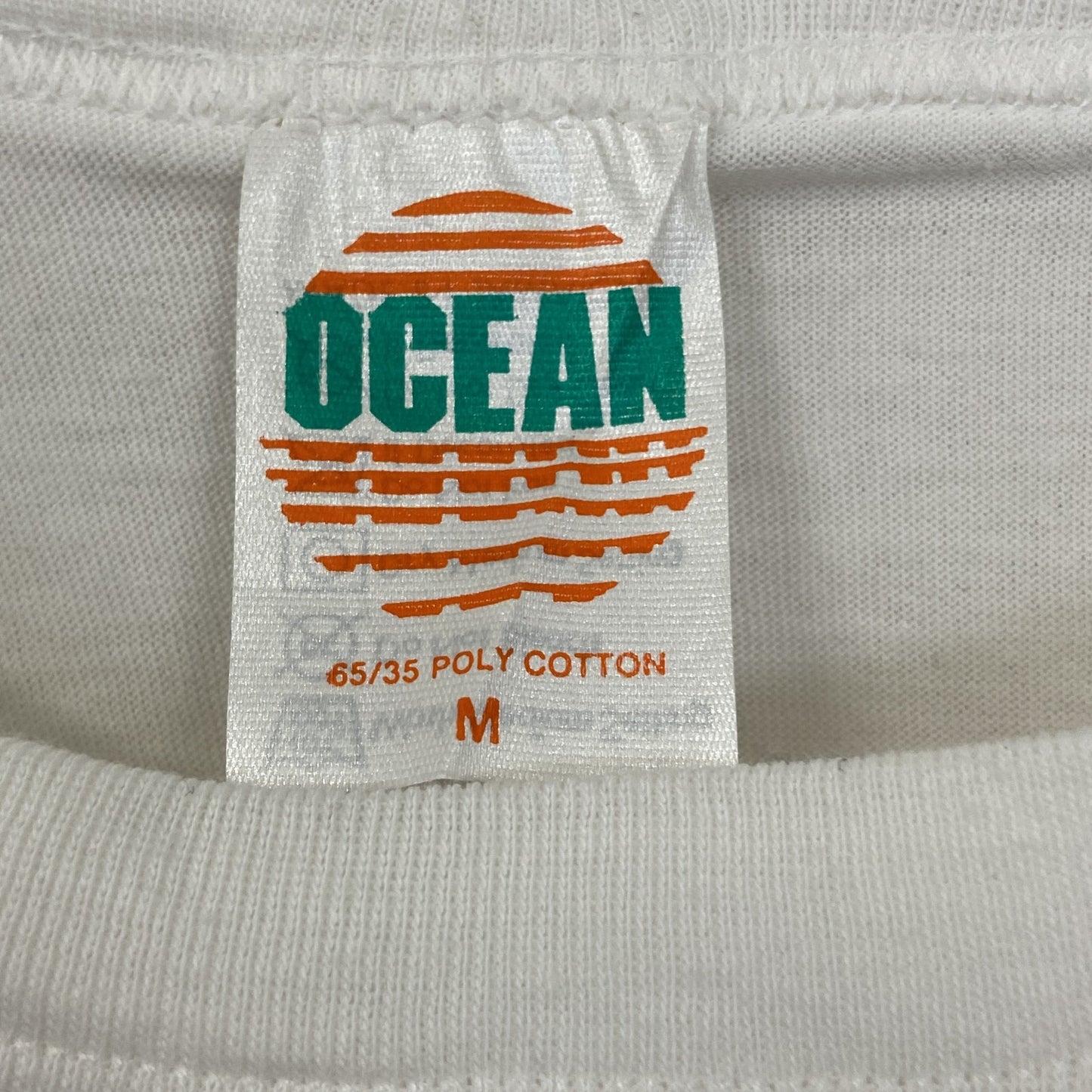 古着 used OCEAN 半袖プリントTシャツ ハイビスカス カジュアルデザイン 白 シングルステッチ 90s Mサイズ