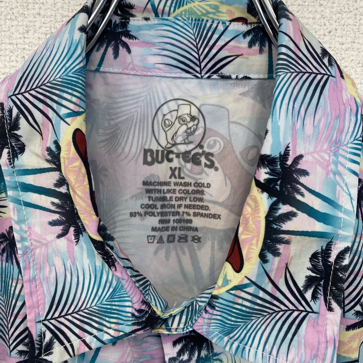 古着 used 半袖プリント総柄シャツ BUC-EE'S バッキーズ キャラクター レトロデザイン アロハ カラフル XLサイズ