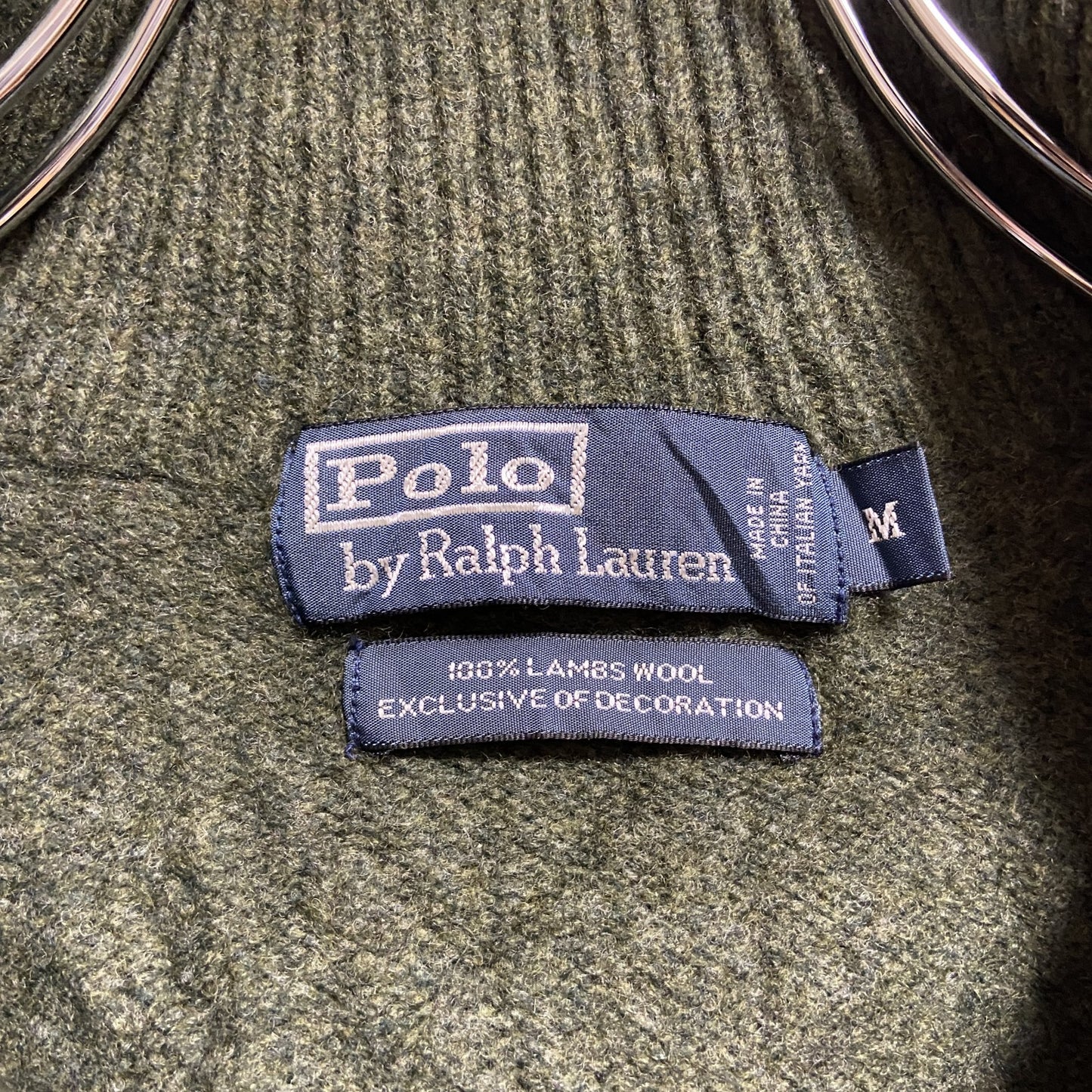 古着 used PolobyRalphLauren ポロバイラルフローレン 長袖ハーフジップニット セーター 緑 秋冬服 Mサイズ