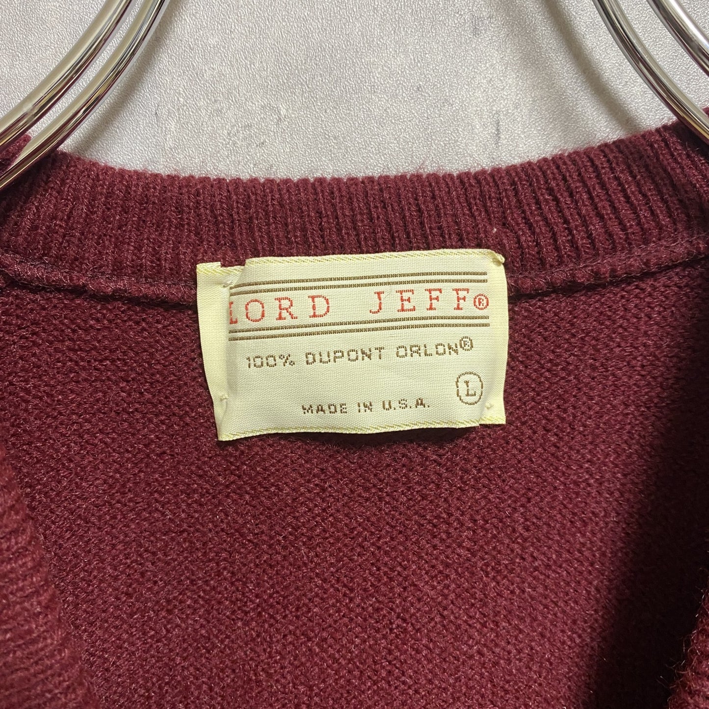古着 used 80s USA製 ROAD JEFF 無地ニットベスト セーター DUPONT ORLON 100% 赤 Lサイズ