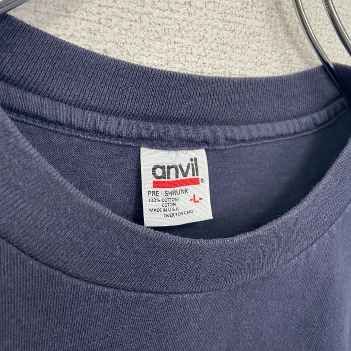 古着 used 90s Anvil アンビル 半袖刺繍Tシャツ シングルステッチ ヴィンテージ ネイビー 紺 Lサイズ