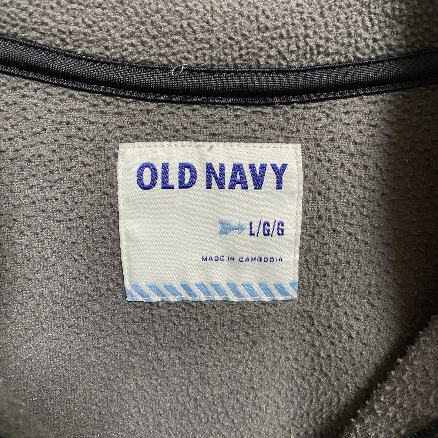 古着 used 90s 00s OLD NAVY オールドネイビー 長袖ハーフジップフリースジャケット ロゴ刺繍 グレー Lサイズ