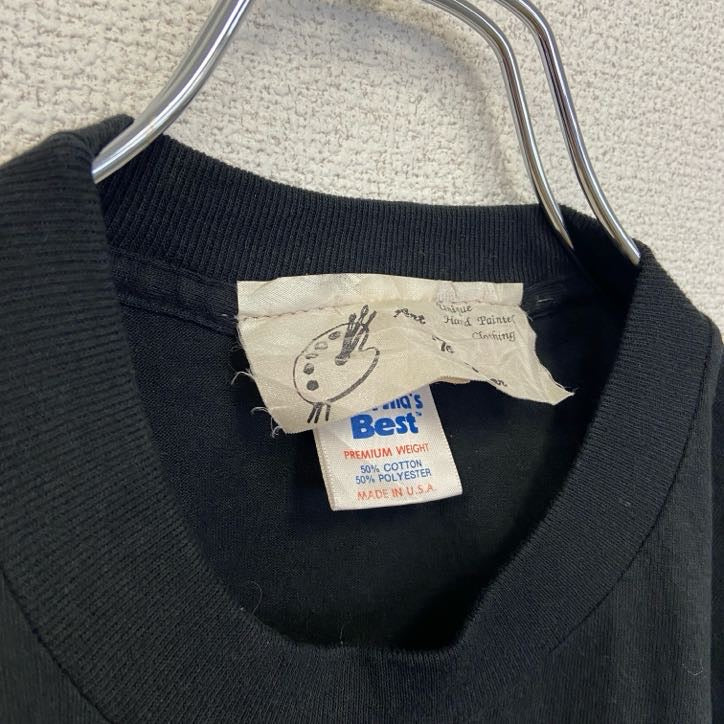 古着 used 90s 半袖プリントTシャツ ヴィンテージ シングルステッチ クルーネック 黒 ブラック XLサイズ