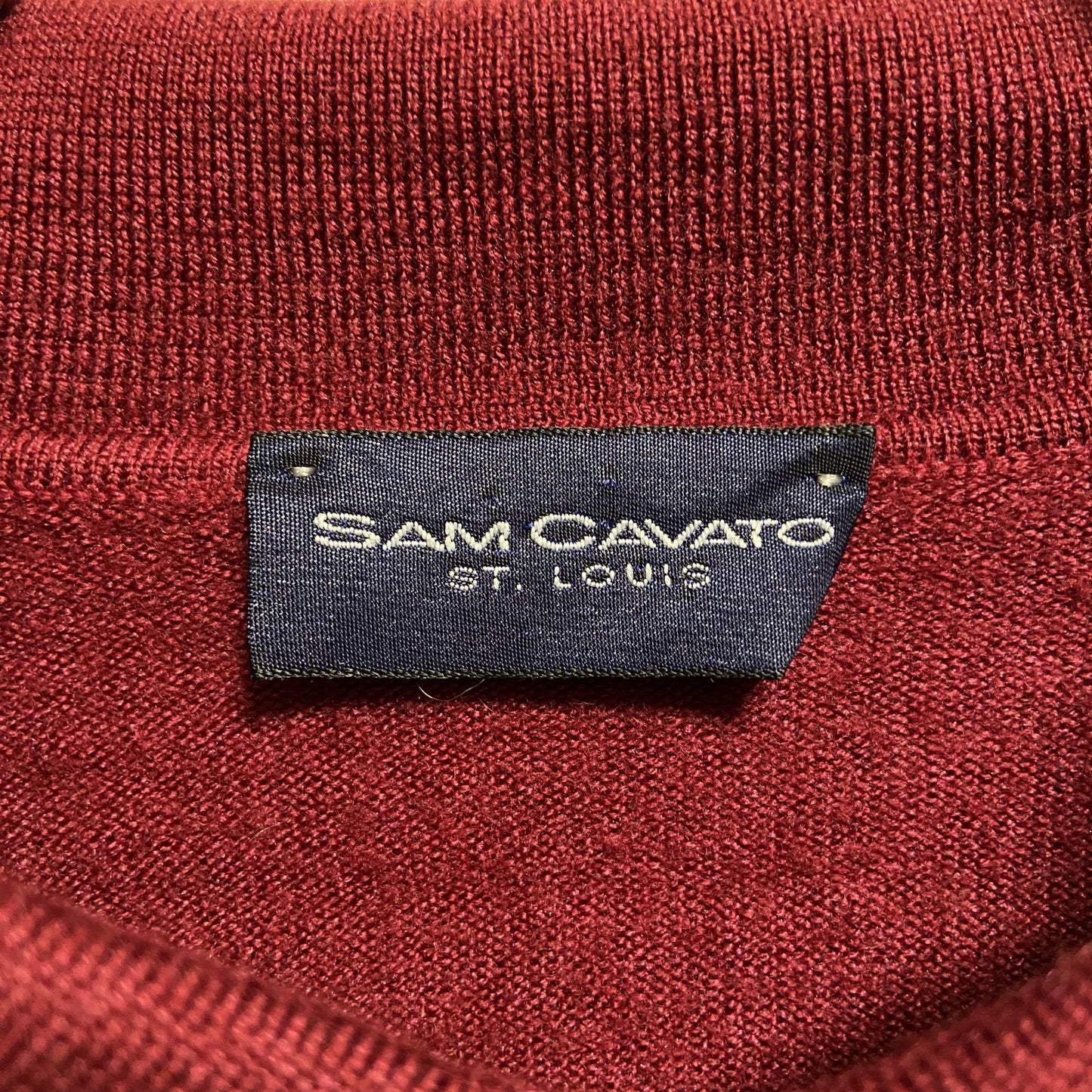 古着 used SAMCAVATO 長袖無地ポロニット セーター ノームコア シンプル ワインレッド 秋冬服 レトロ