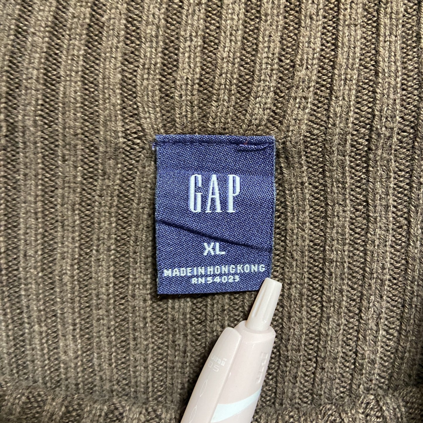 古着 used GAP ギャップ 長袖無地ハイネックリブニット セーター ノームコア シンプル 茶色 ブラウン 秋冬服