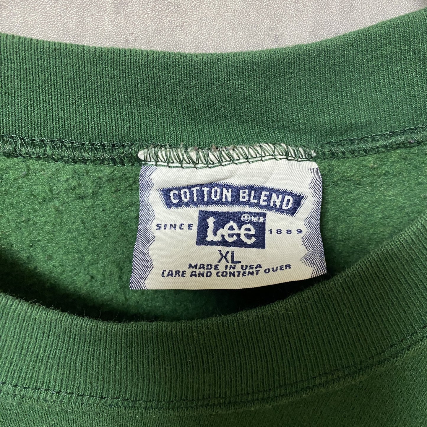 古着 used Lee リー 90s 長袖プリントスウェット トレーナー 緑 グリーン ビックシルエット クルーネック XLサイズ