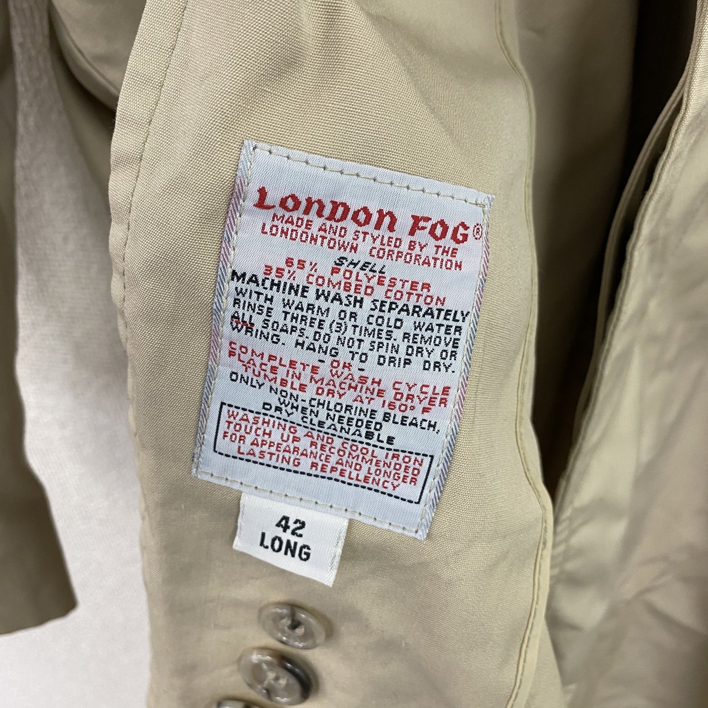 LONDON FOG ロンドンフォグ ステンカラーコート 比翼仕立て ベージュ 42サイズ