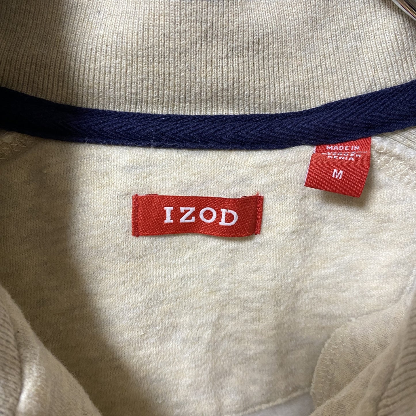 古着 used IZOD アイゾッド 長袖ハーフジップスウェット トレーナー ワンポイントロゴ刺繡 秋冬服 ハイネック Lサイズ