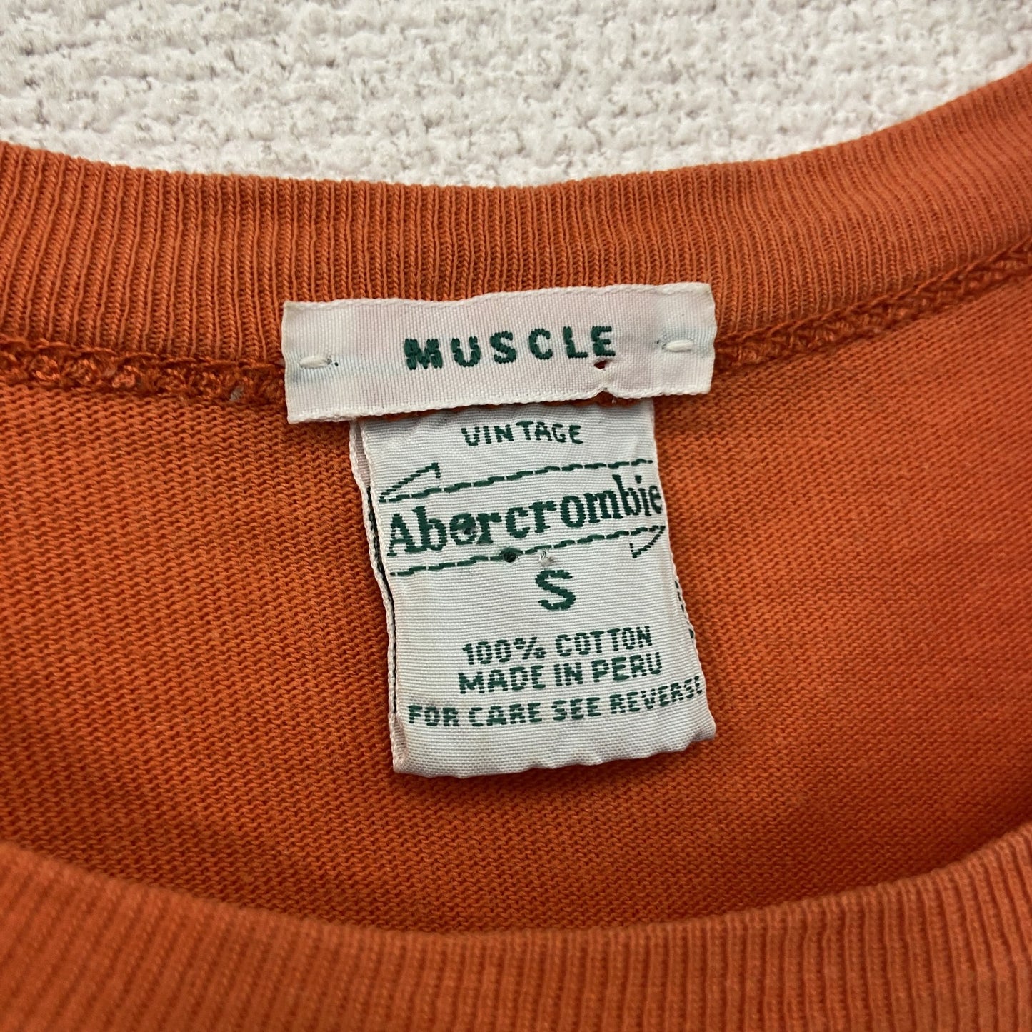 Abercrombie アバクロンビー 半袖プリントTシャツ シングルステッチ オレンジ Sサイズ
