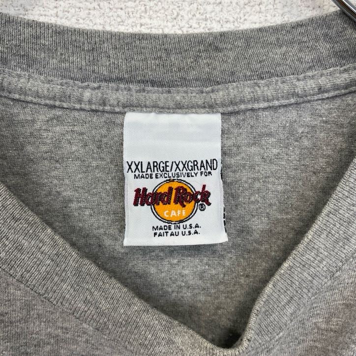古着 used Hard Rock CAFE ハードロックカフェ 半袖ロゴプリントTシャツ USA製 灰色 グレー 2XLサイズ