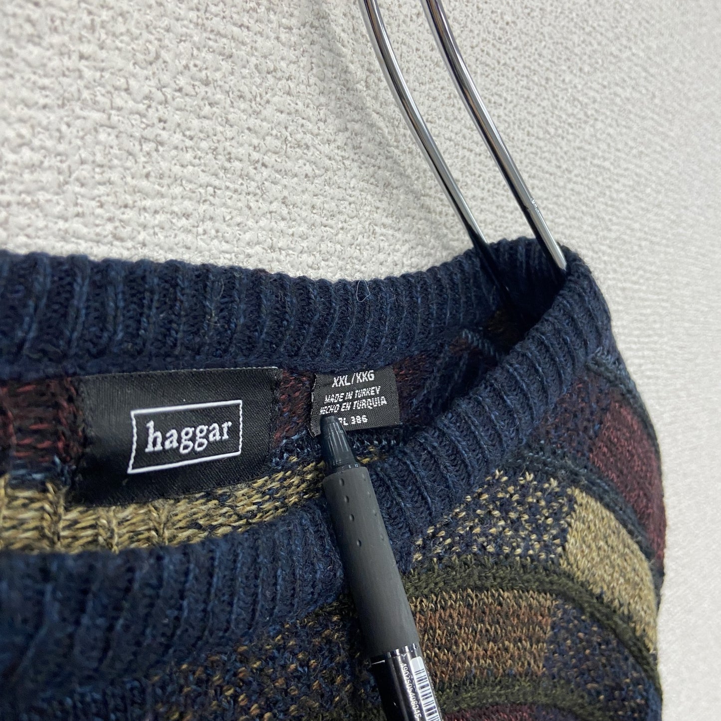 ~90s haggar ハガー アクリルニットセーター 総柄 ヴィンテージ マルチカラー XXLサイズ