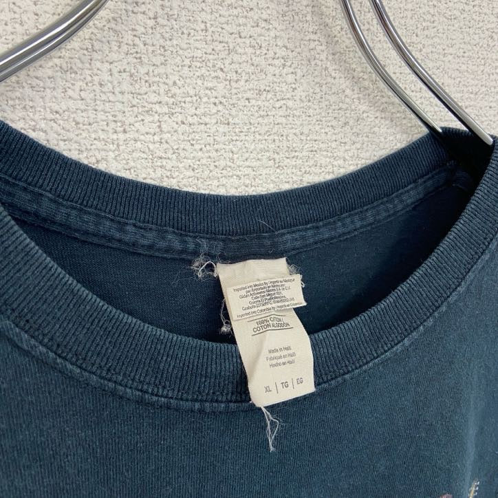 古着 used 半袖プリントTシャツ レトロデザイン クルーネック バンド ギター 楽器 黒 ブラック XLサイズ