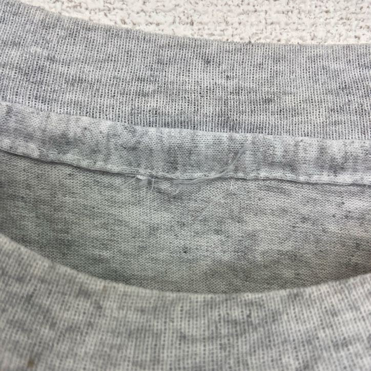 古着 used 半袖プリントTシャツ 90s ヴィンテージ 企業ロゴ レトロデザイン クルーネック シングルステッチ 灰 グレー