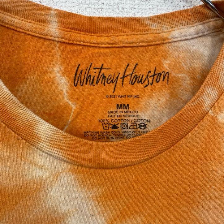 古着 used ホイットニーヒューストン 半袖プリントTシャツ 音楽 タイダイ オレンジ クルーネック Mサイズ