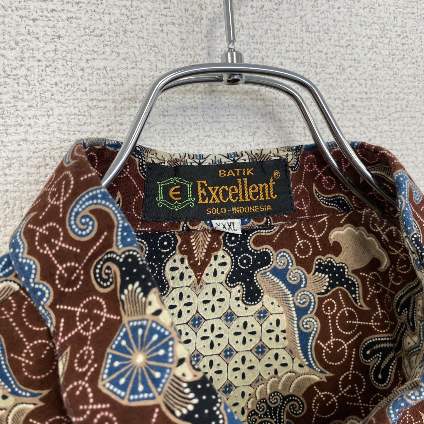 古着 used BATIK Excellent 長袖総柄シャツ レトロデザイン 幾何学模様 フロントポケット XXXLサイズ