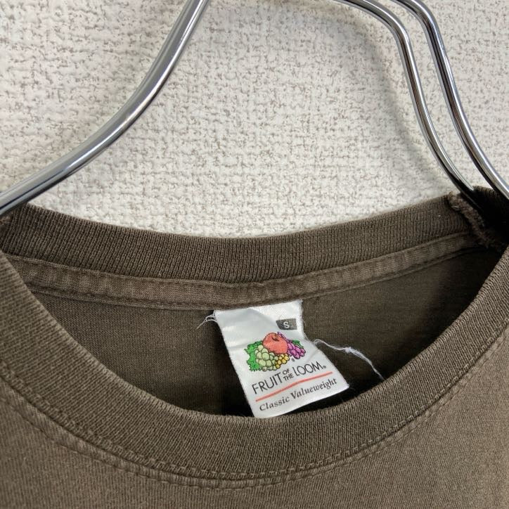 古着 used FRUIT OF THE LOOM 半袖プリントTシャツ 爬虫類 レトロ クルーネック ブラウン Sサイズ