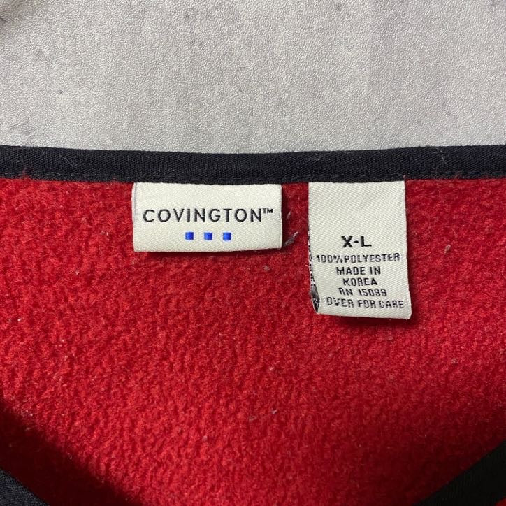 古着 used COVINGTON コビントン 長袖フリース プルオーバー Vネック 赤 レッド ビックシルエット XLサイズ