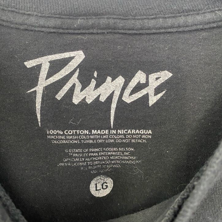 古着 used Prince 半袖プリントバンドTシャツ レトロデザイン クルーネック パープル・レイン 黒 ブラック Lサイズ