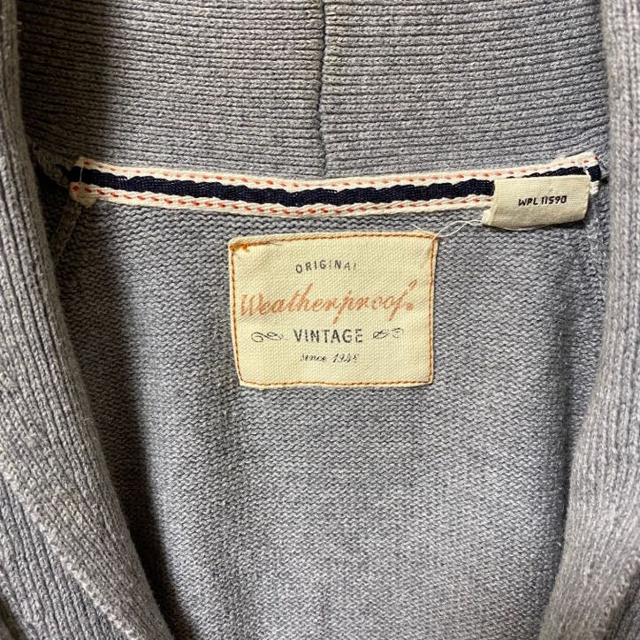 古着 used ウェザープルーフ 長袖ニットカーディガン セーター カウチン グレー 秋冬服 トナカイ 鹿 冬 Sサイズ