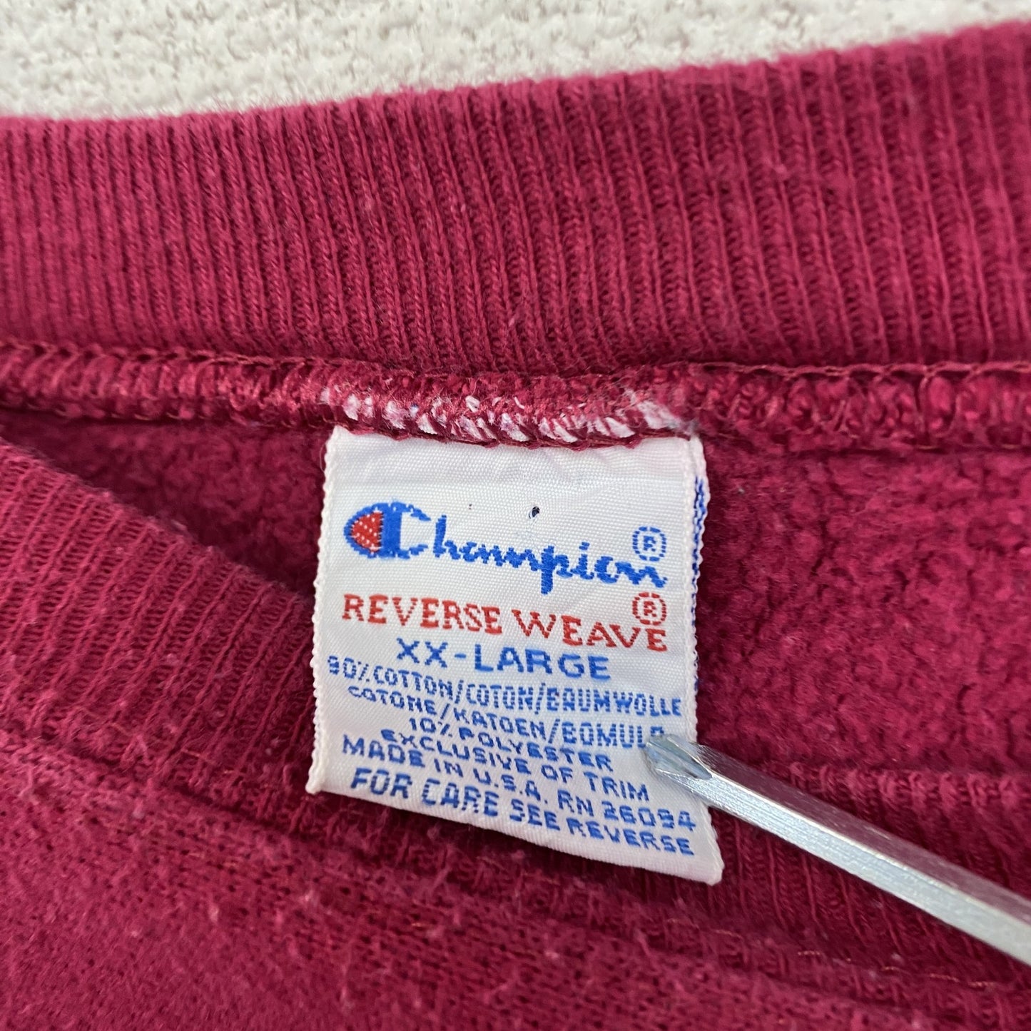 90s Champion チャンピオン リバースウィーブ スウェット/トレーナー 刺繍タグ ピンク 2XLサイズ