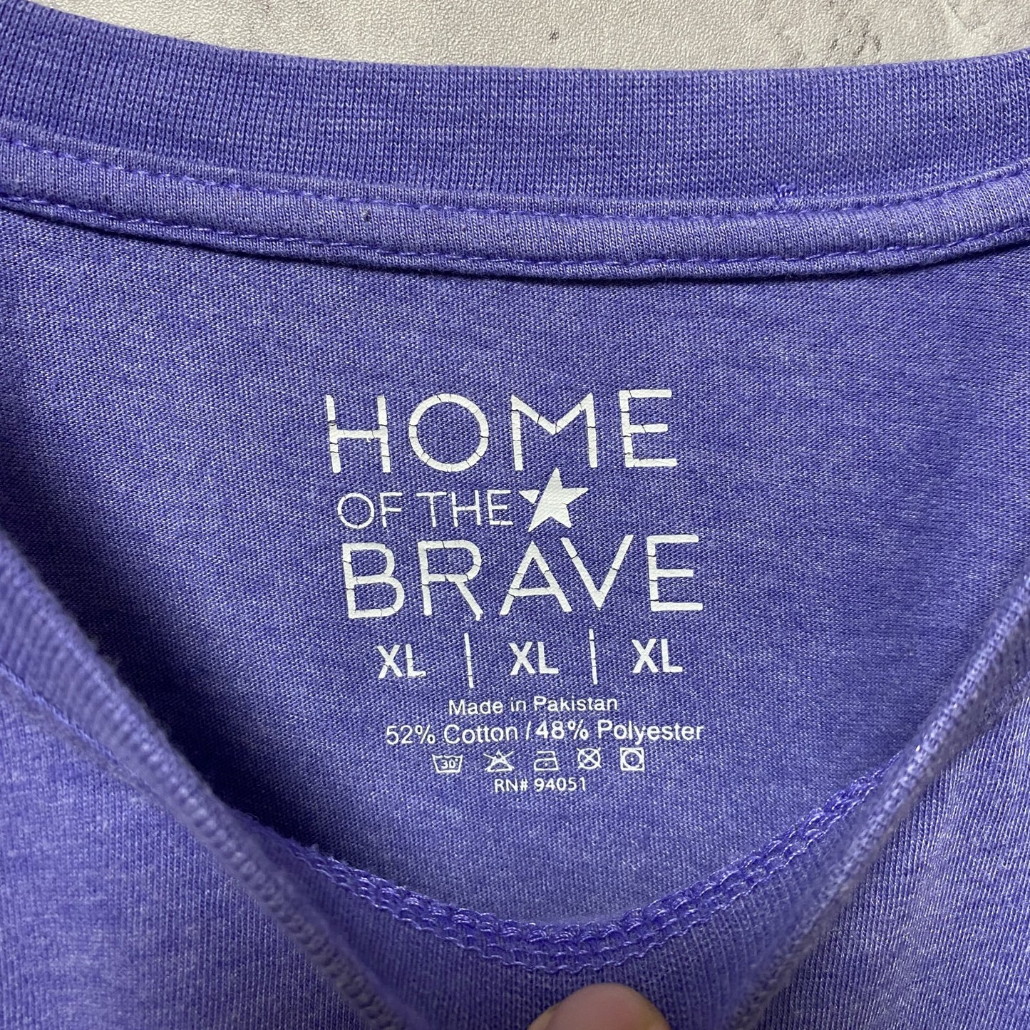 古着 used HOME OF THE BRAVE 半袖プリントTシャツ 薄紫 ビッグシルエット オーバーサイズ XLサイズ
