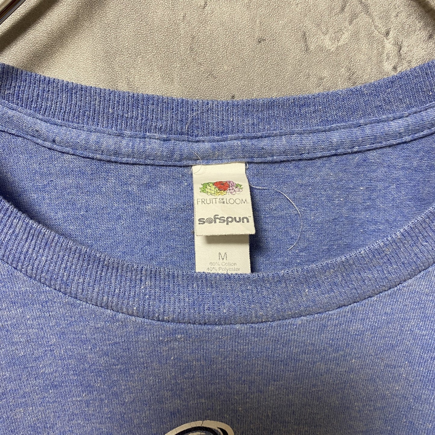 古着 used FRUIT OF THE LOOM フルーツオブザルーム 半袖クルーネックプリントTシャツ ブルー 青 Mサイズ