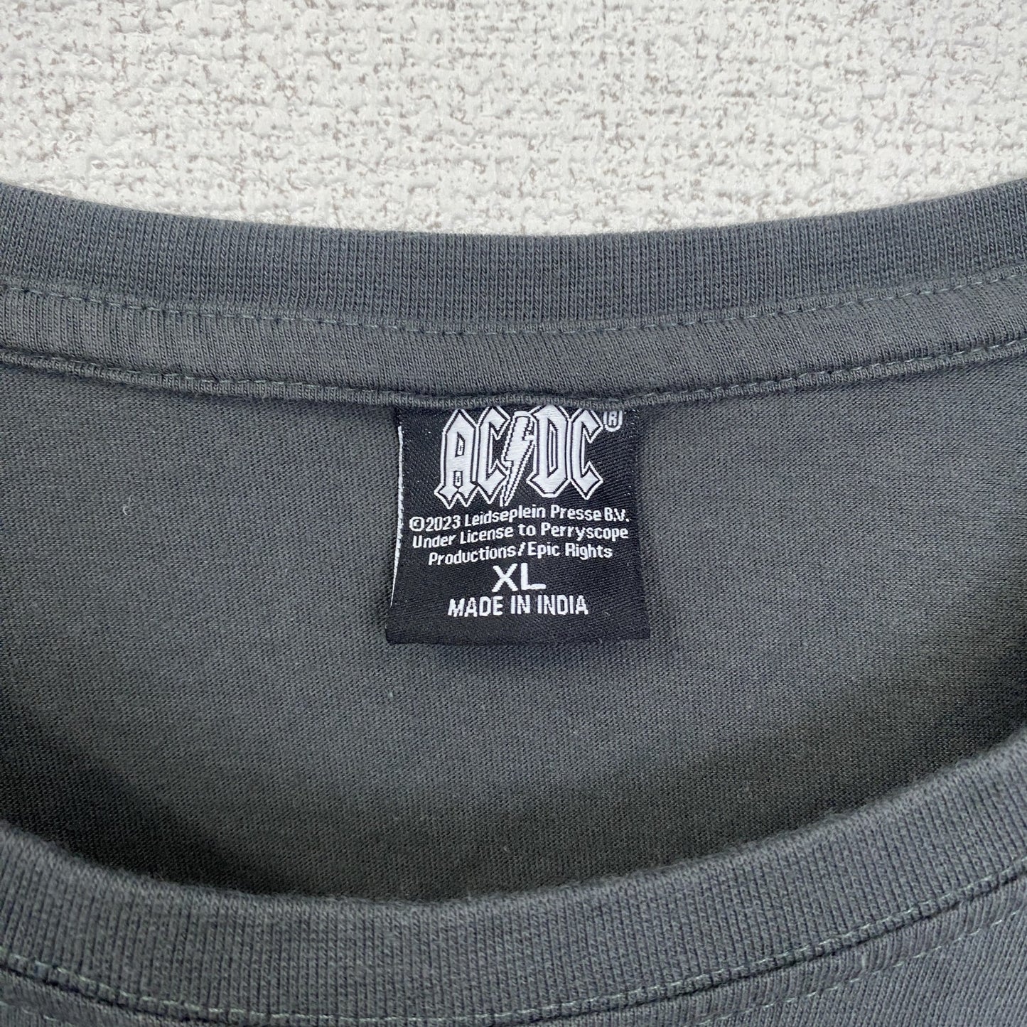 古着 used AC/DC 半袖バンドプリントTシャツ レトロデザイン クルーネック 音楽 ミュージック グレー XLサイズ