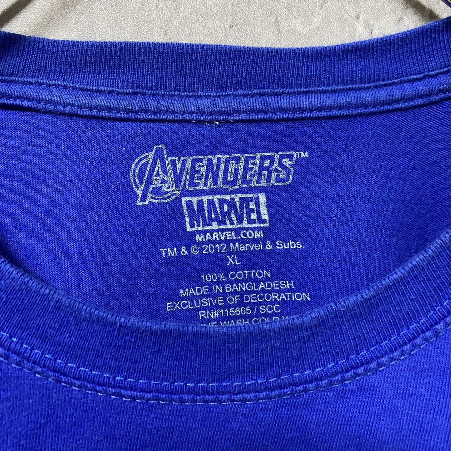古着 used MARVEL マーベル キャプテンアメリカ 半袖クルーネックプリントTシャツ 青 ビッグシルエット XLサイズ