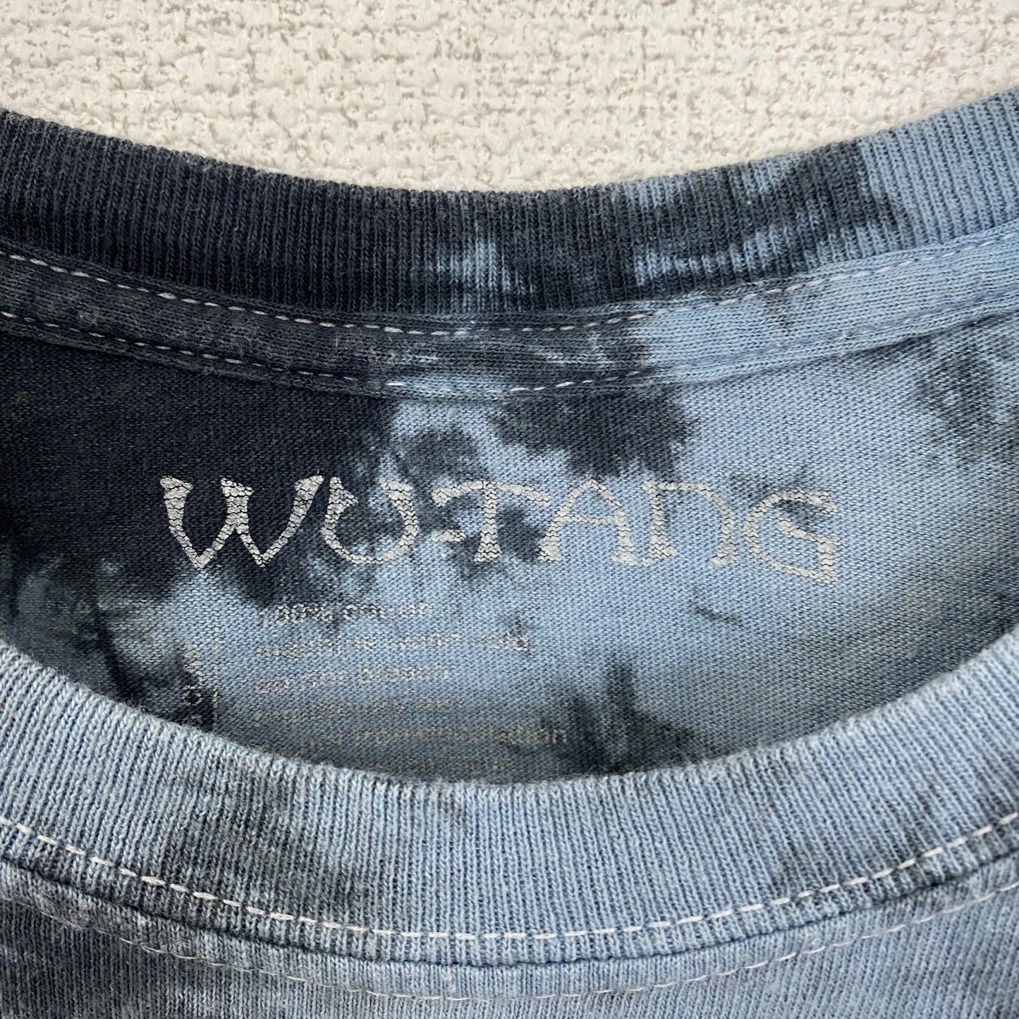 古着 used Wutang ウータン 半袖タイダイ柄プリントTシャツ ラップ レトロ クルーネック 黒青 Mサイズ