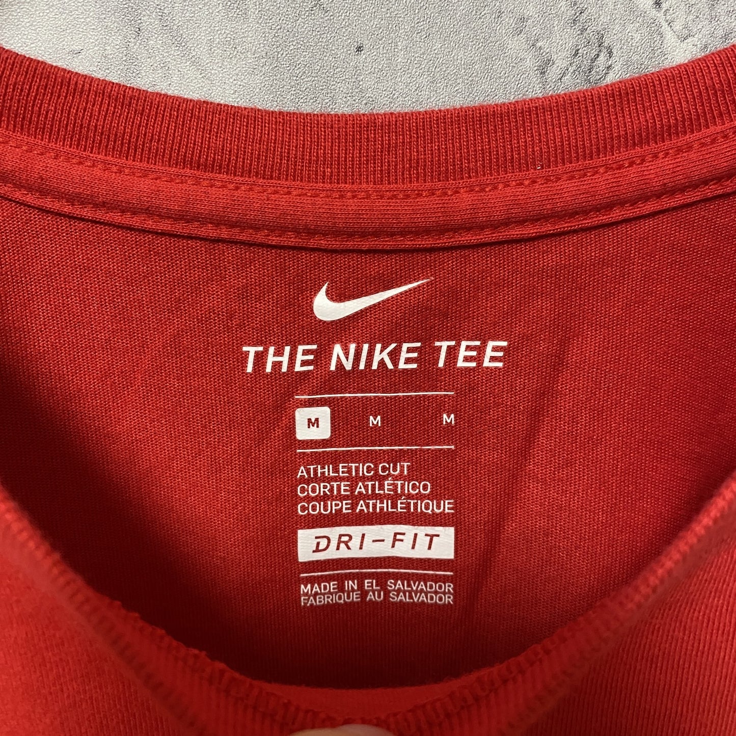古着 used NIKE ナイキ DRI-FIT 半袖クルーネックロゴプリントTシャツ スポーティー レトロ 赤 Mサイズ