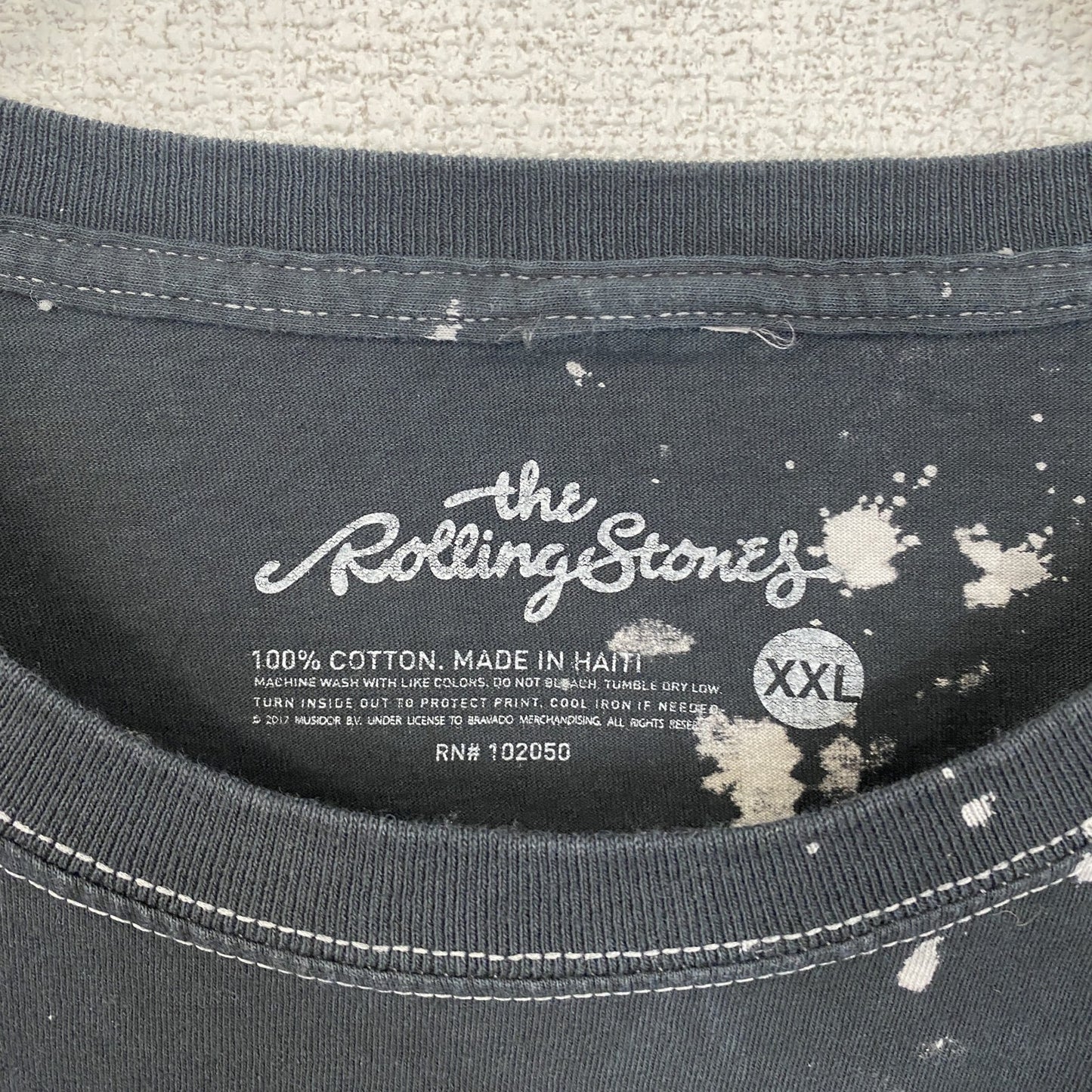 古着 used Rolling Stones ローリングストーンズ 半袖バンドプリントTシャツ タイダイ柄 黒 2XLサイズ
