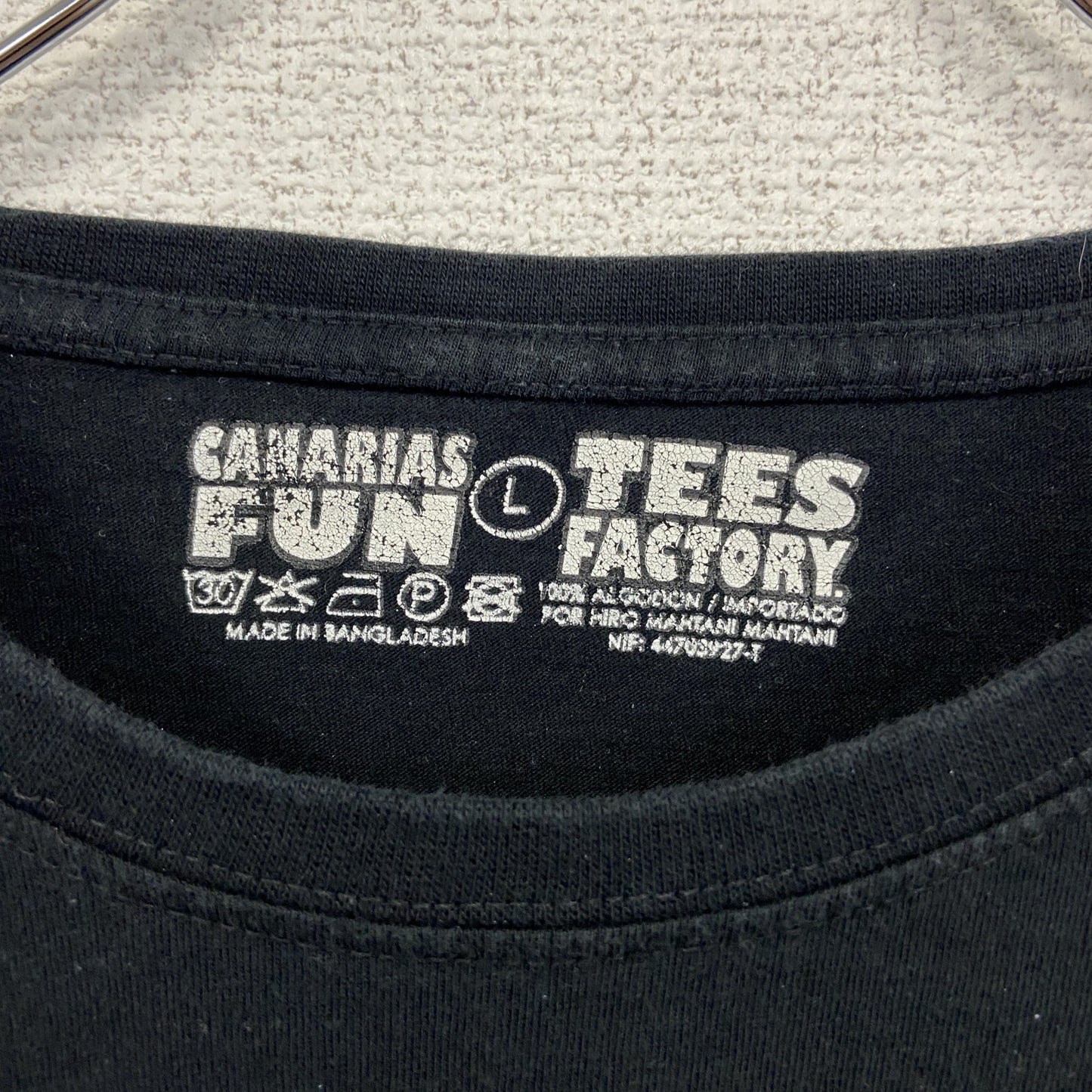 古着 used TEES FACTORY 半袖プリントTシャツ トカゲ カジュアルデザイン 黒 ブラック クルーネック Lサイズ