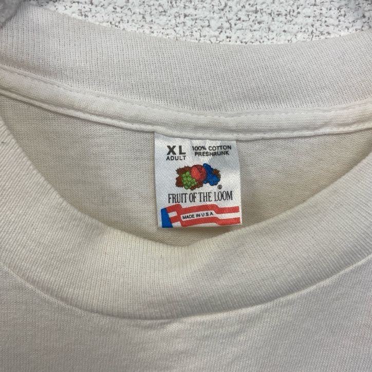 90s 半袖アニマルプリントTシャツ ホワイト 白 動物 オオカミ ウルフ シングルステッチ XLサイズ