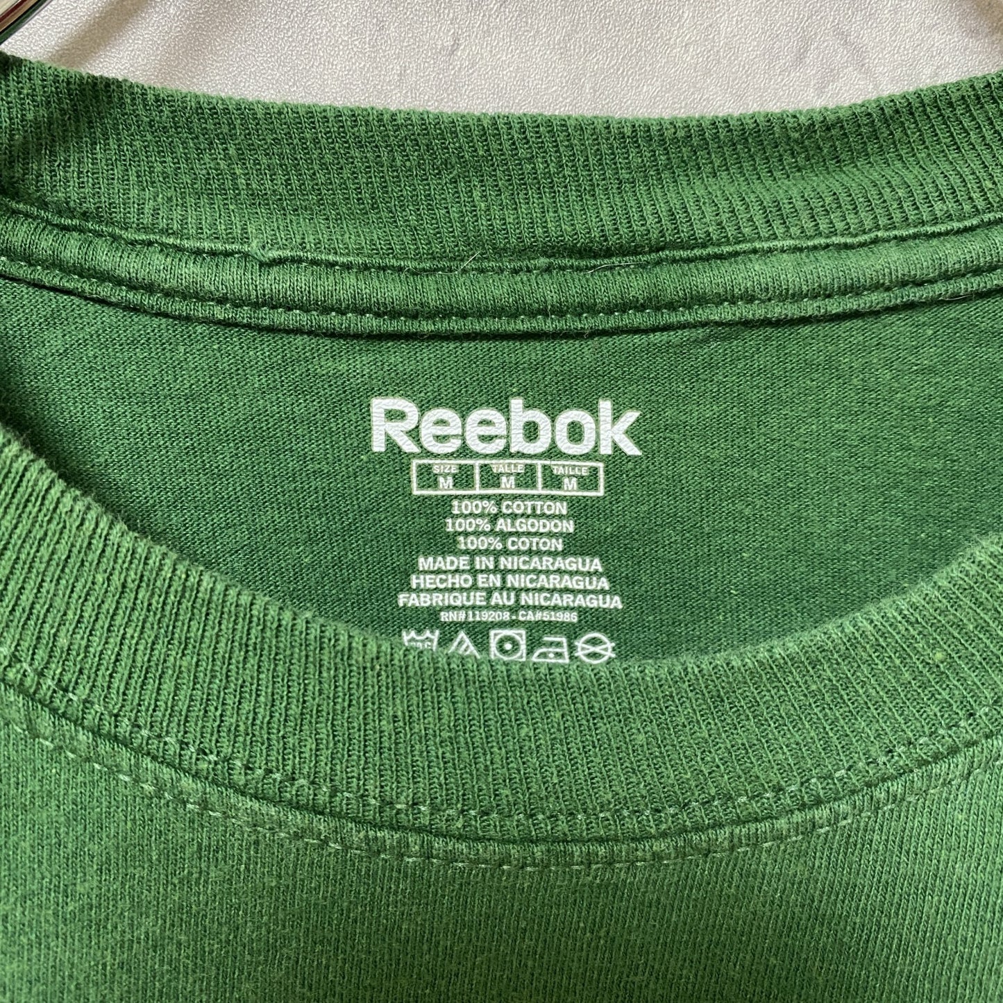 古着 used Reebok リーボック 半袖プリントTシャツ クルーネック スポーティー レトロデザイン 緑 Mサイズ