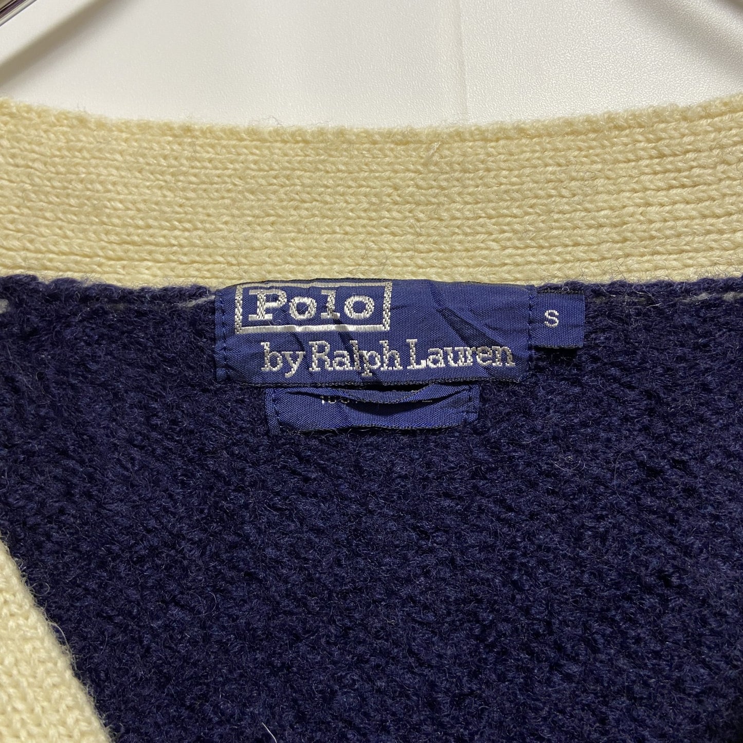 古着 used Polo by Ralph Lauren 長袖ワンポイント刺繍カーディガン ニット ネイビー Sサイズ