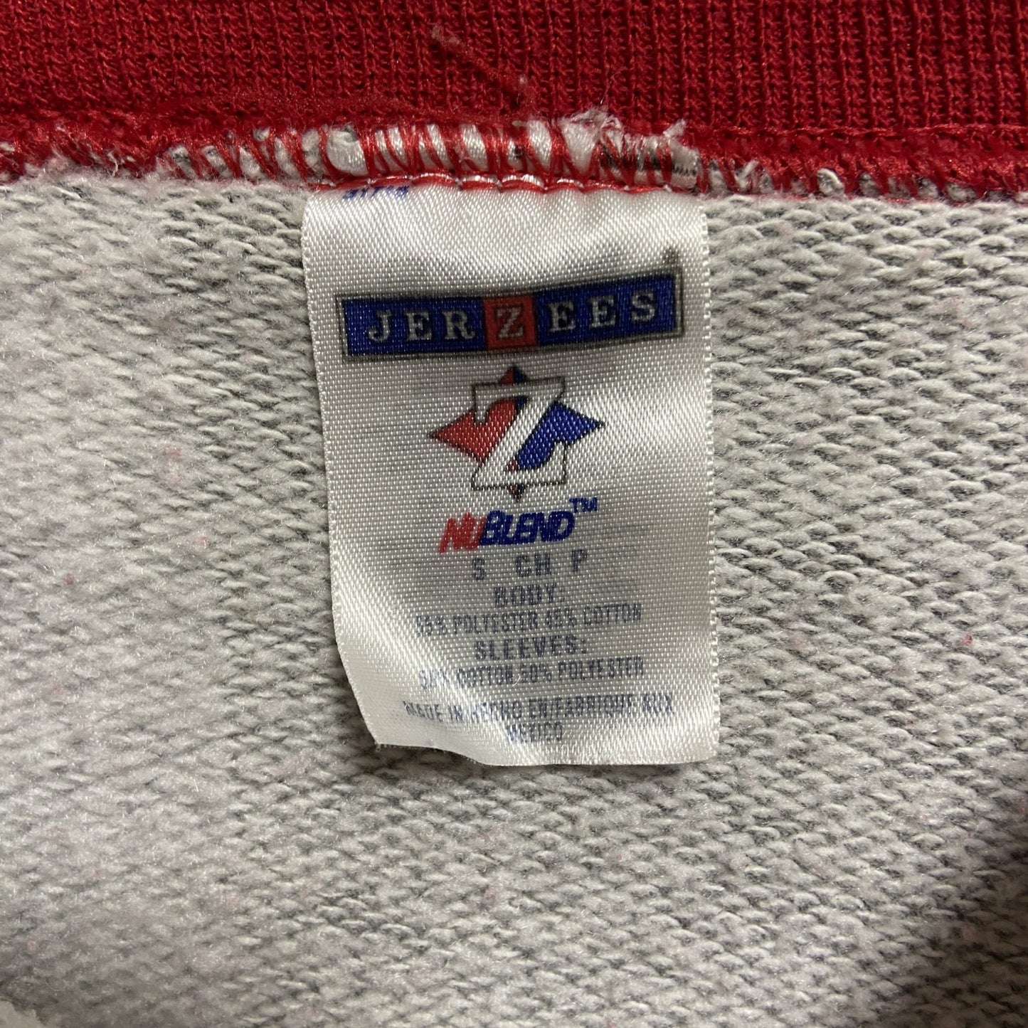 古着 used JERZEES ジャージーズ 長袖ラグランスリーブスウェット トレーナー グレー レッド Sサイズ