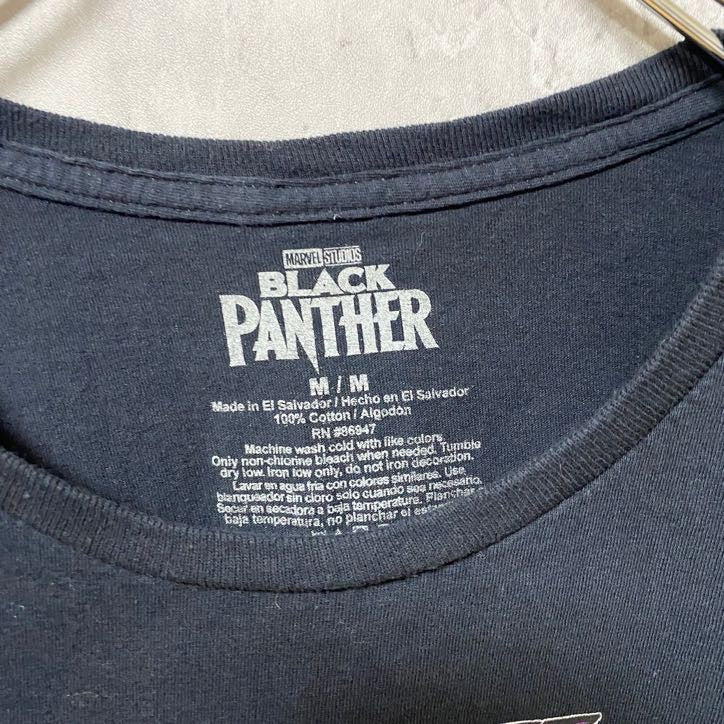 古着 used BLACKPANTHER ブラックパンサー MARVEL 半袖プリントTシャツ クルーネック ブラック Mサイズ