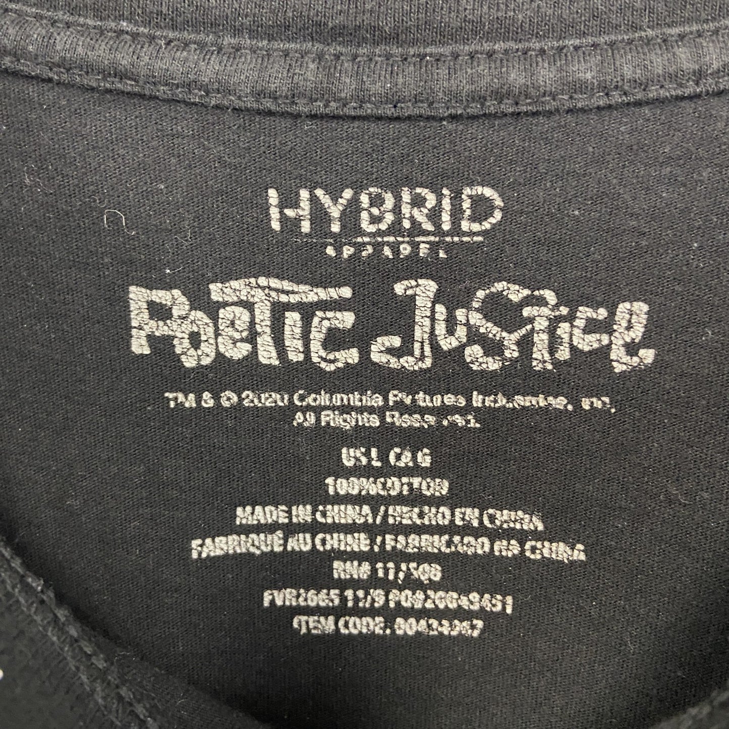 古着 used Poetic Justice Shirt 半袖プリントTシャツ 2PAC 黒 クルーネック レトロ Lサイズ