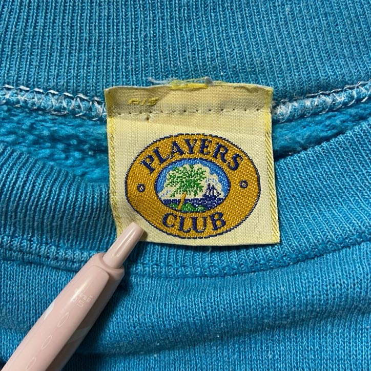 古着 used 80s 90s PLAYERSCLUB 長袖無地スウェット トレーナー ノームコア 水色 ブルー ヴィンテージ