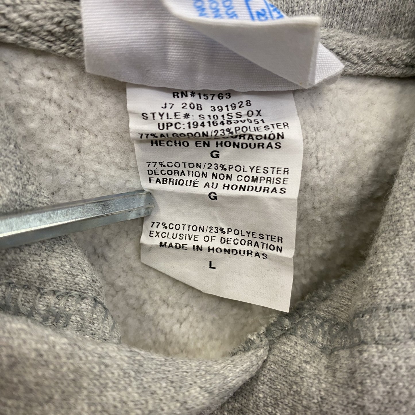 Champion チャンピオン リバースウィーブ 半袖スウェットパーカー/フーディー 目無し 霜降りグレー Lサイズ