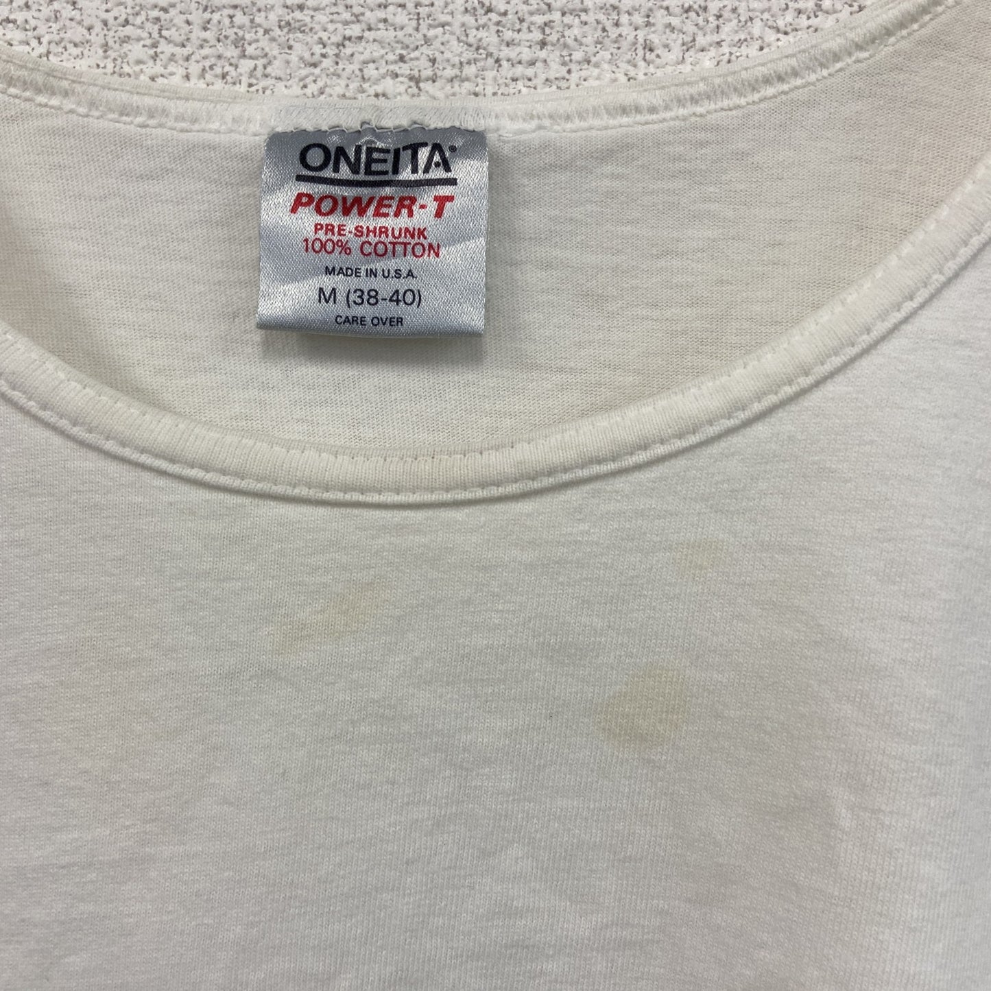 古着 used ONEITA プリントタンクトップ santa cruz 90s カジュアルデザイン 白 クルーネック Mサイズ