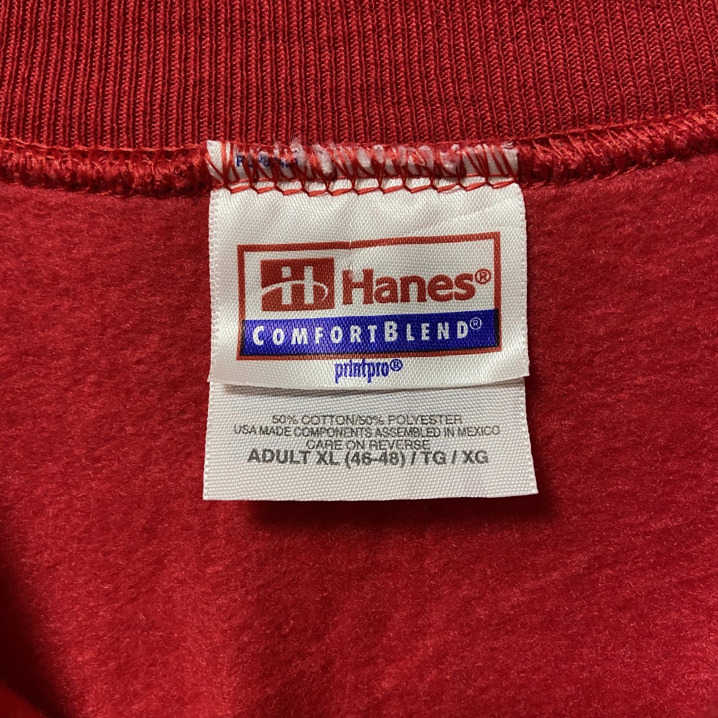 古着 used Hanes ヘインズ 長袖プリントスウェット トレーナー クリスマスツリー 熊 赤 ビッグシルエット XLサイズ