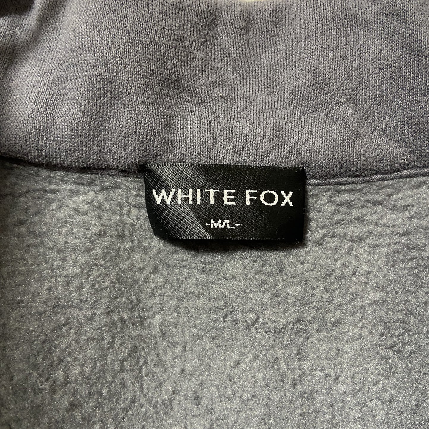 古着 used WHITEFOX ホワイトフォックス 長袖ハーフジップスウェット トレーナー 3Dロゴ グレー 秋冬服 Lサイズ